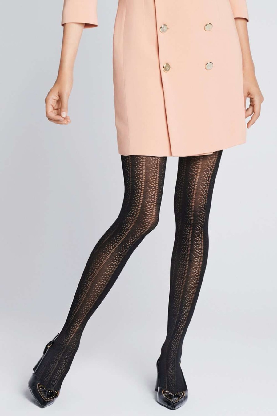 Hosiery FiORE Patterned Tights | Lollo Tights 30 Denier Black