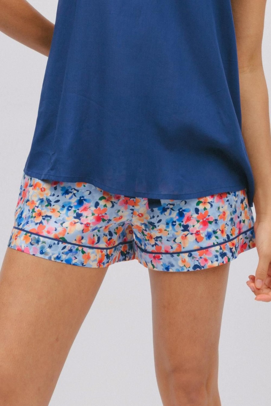 Nightwear Cyberjammies | Bea Ditsy Floral Print Shorts Light Blue Mix