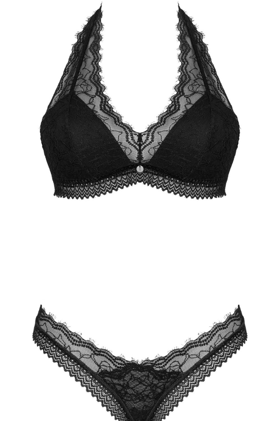 Lingerie Obsessive Lingerie Sets | Medilla Halterneck Bra & Thong Black