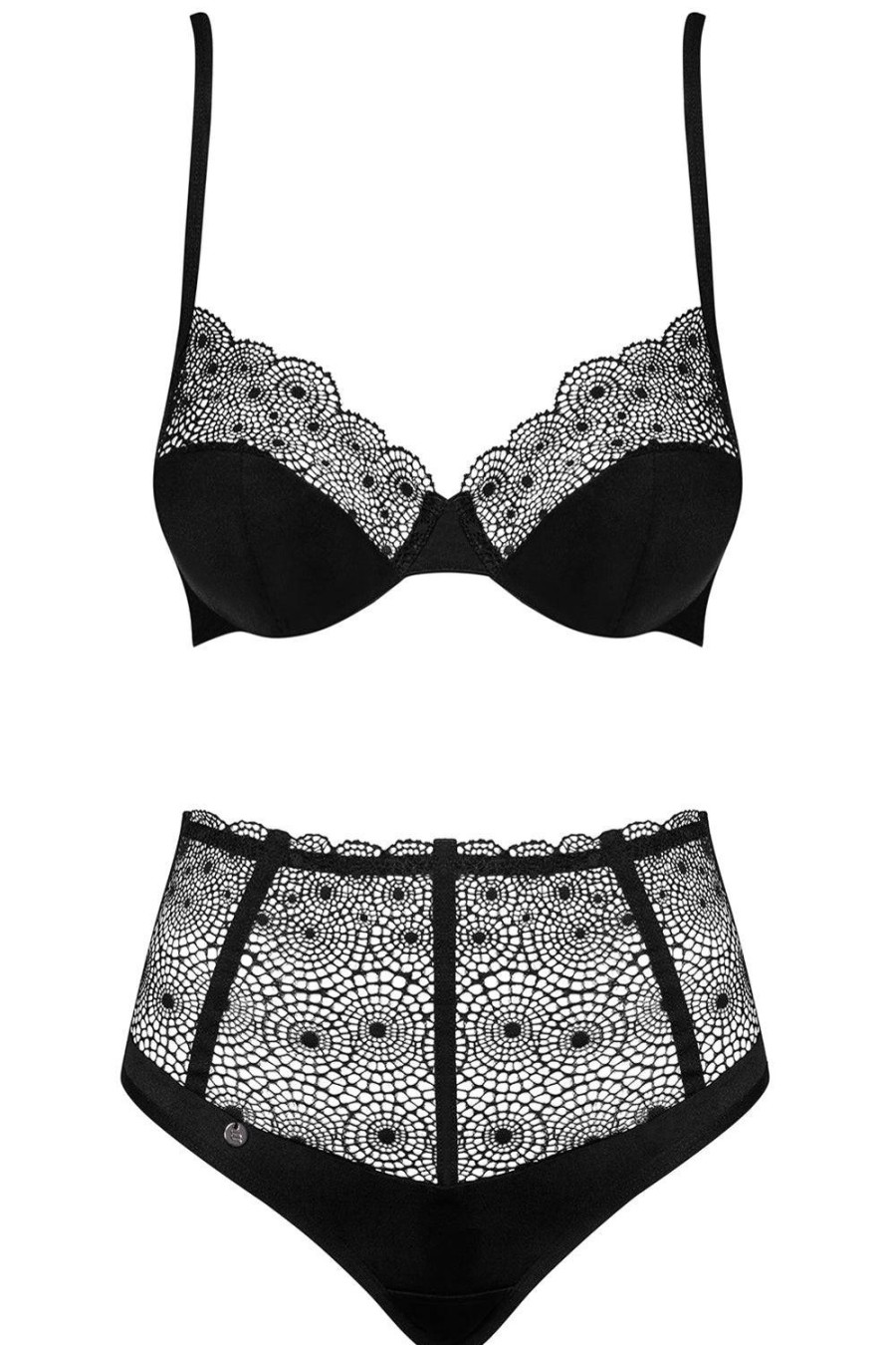 Lingerie Obsessive 2 Piece Sets | Sharlotte Underwired Bra & High Waist Thong Black